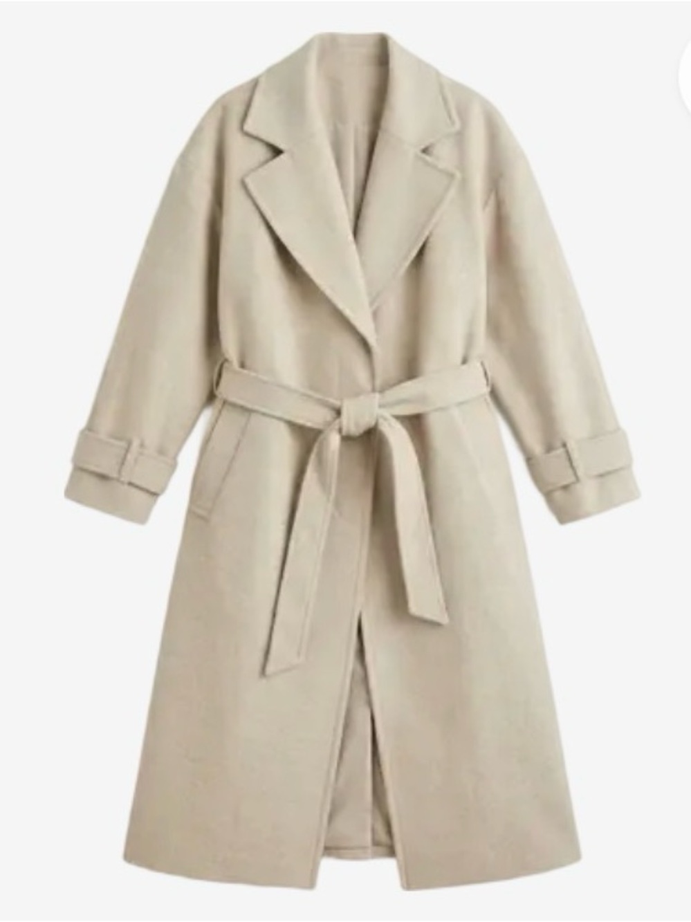 LOFT Long Belted Trench Coat in Light Beige